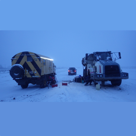 Производительность самосвалов ROKBAK/TEREX зимой.