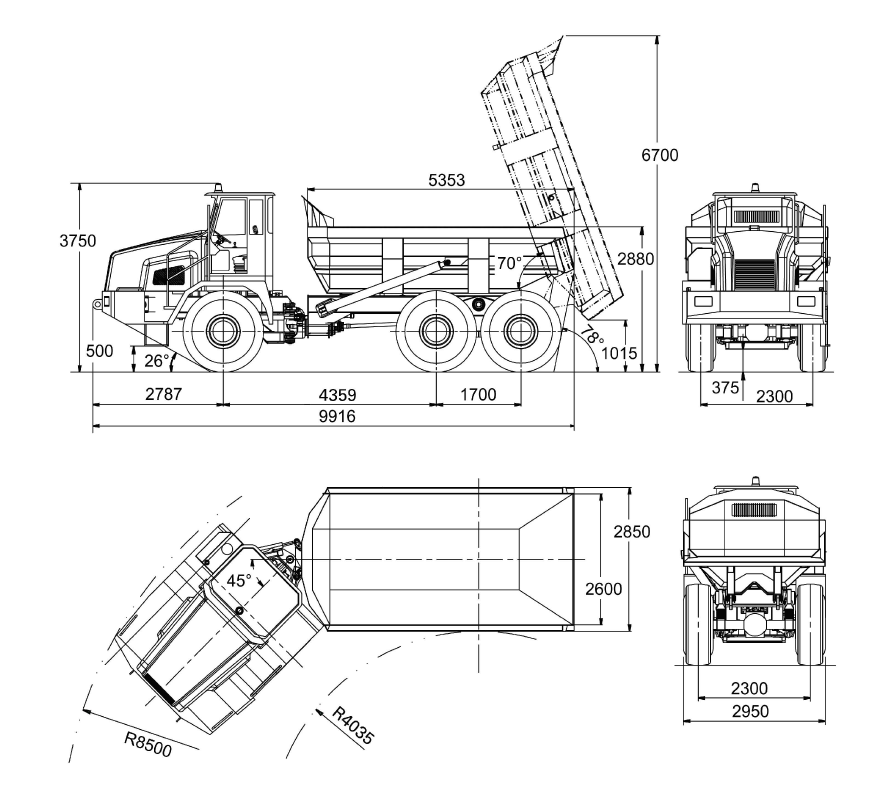 Сочлененный самосвал XJCM A300D